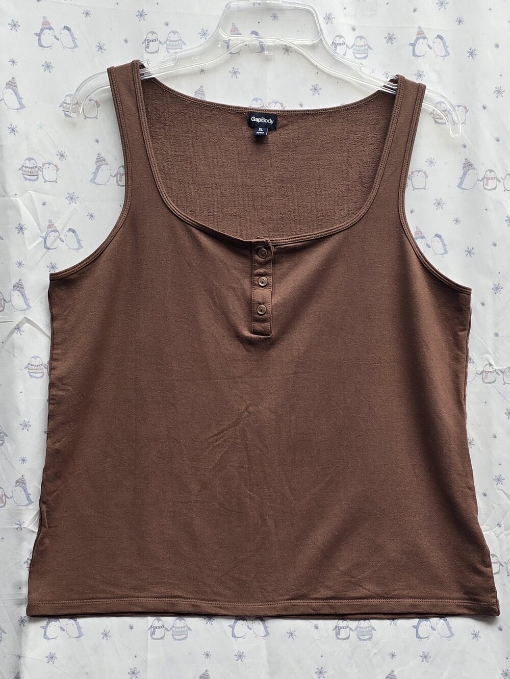 GapBody Women's Soft Brown Henley Tank Top. Size XL